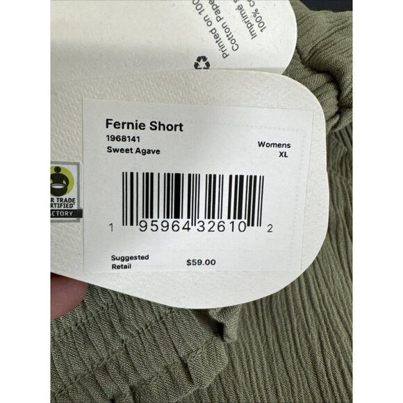 Prana Women's XL Fernie Short Sweet Agave Green Crinkle Gauze NWT Swim Cover - Picture 7 of 12